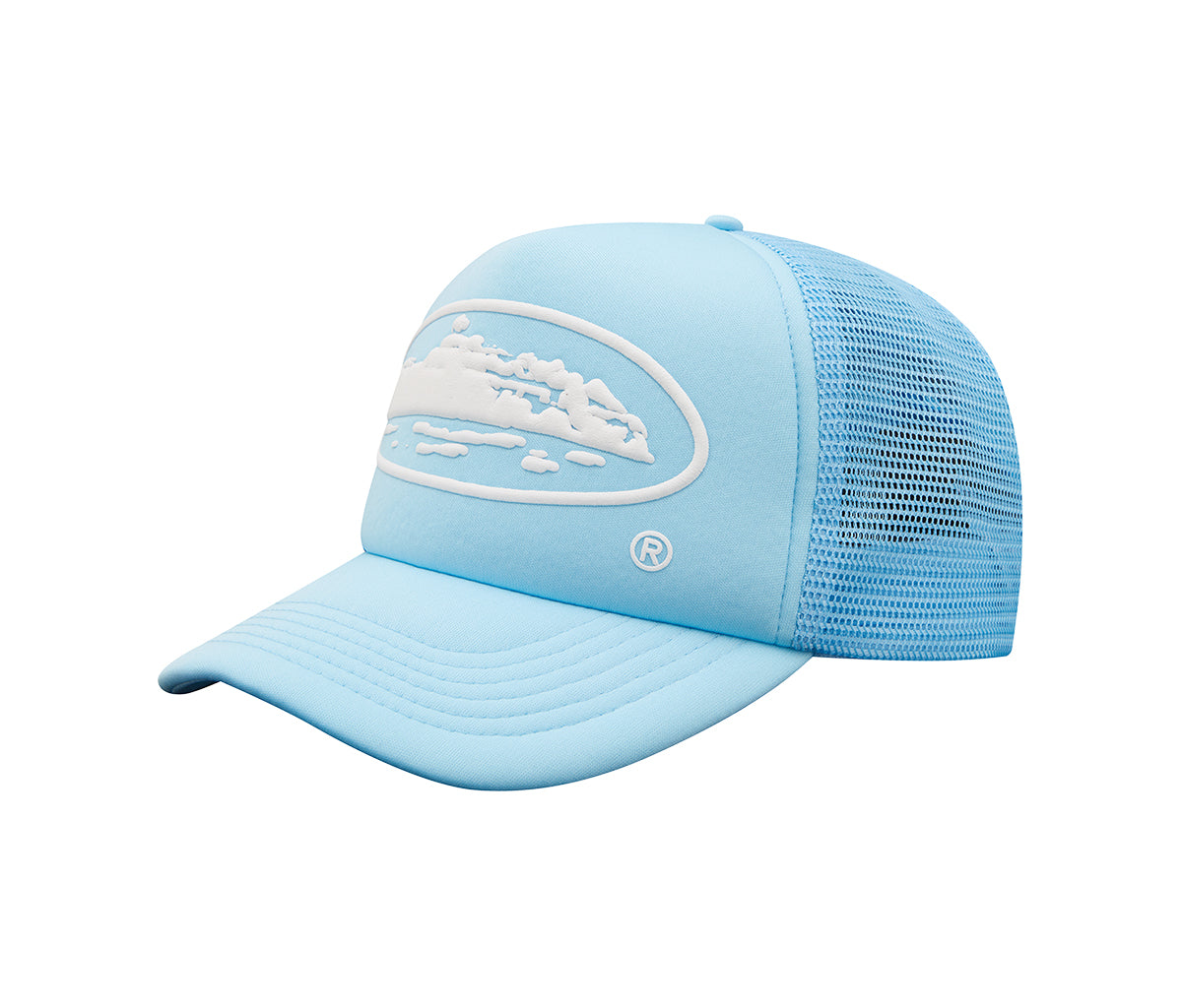 Corteiz Alcatraz Puff Print Trucker Hat Baby Blue – Section Store
