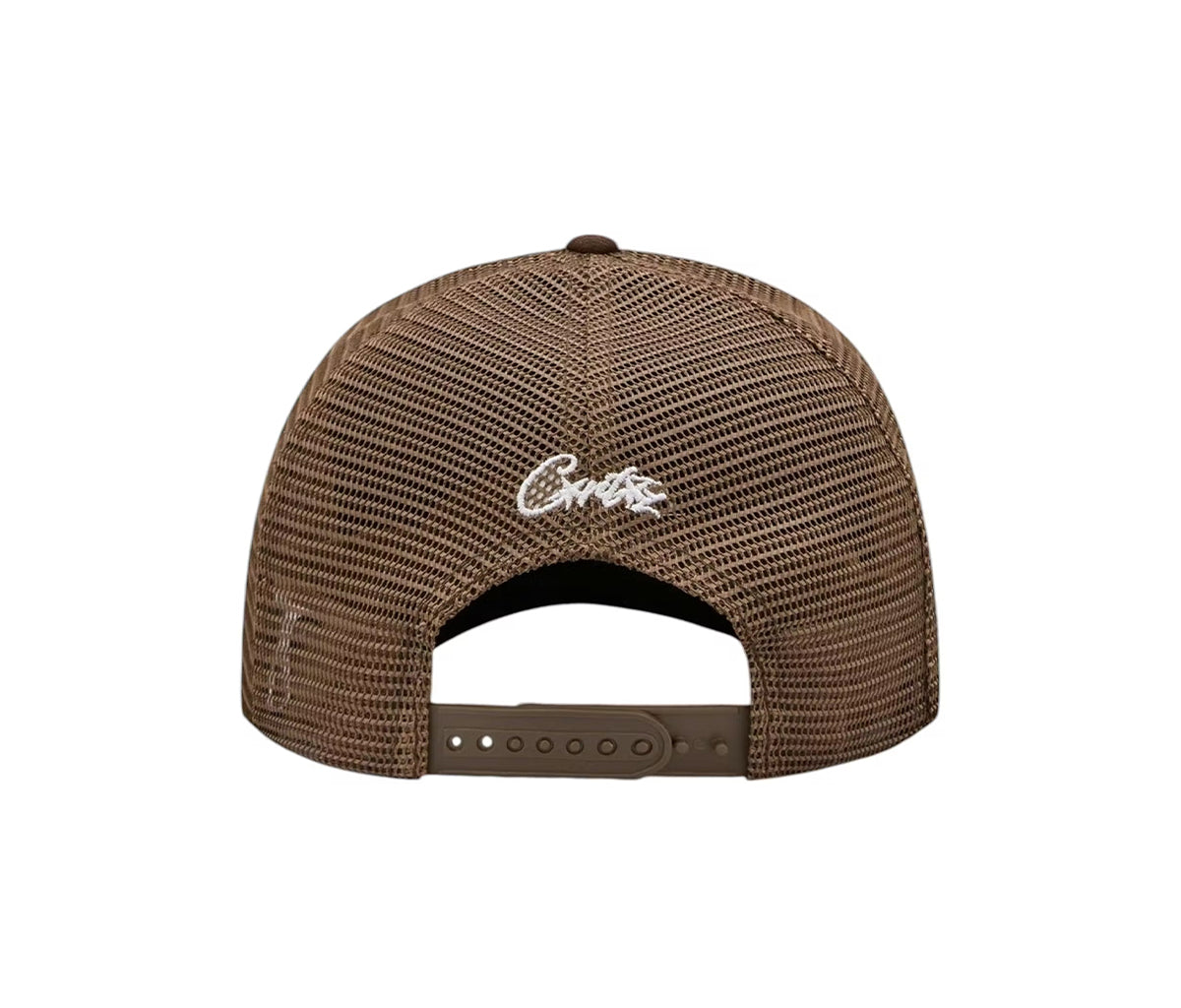 CORTEIZ｜Alcatraz Puff Print メッシュキャップ Corteiz Alcatraz Puff Print Trucker Hat Brown – Section Store