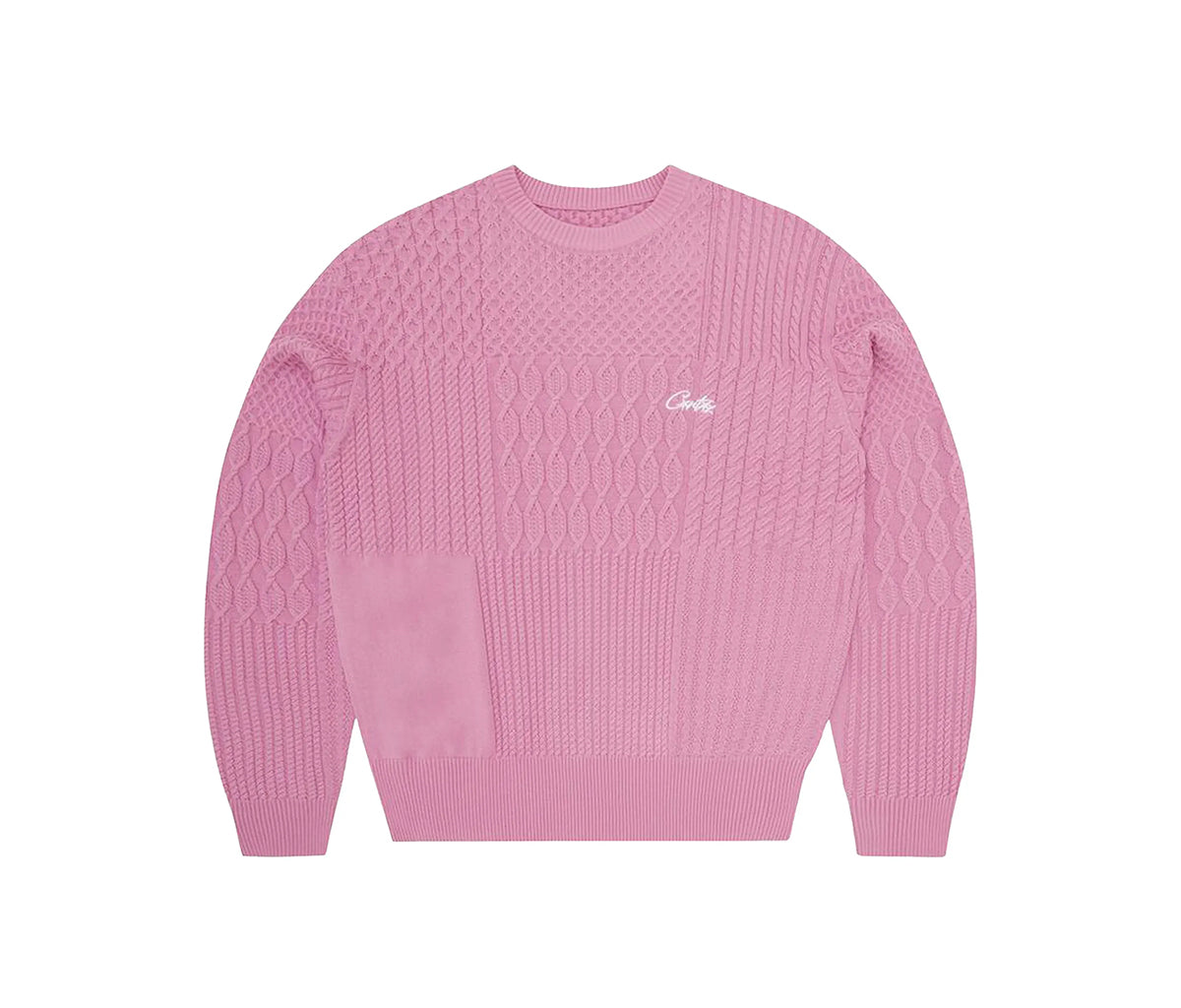 Corteiz Paneled Multi Knit Sweater Pink – Section Store