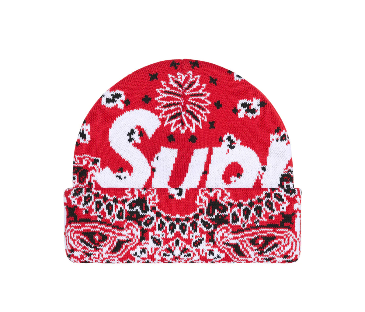 supreme big logo beanie check チェック　赤　美品 Supreme Bandana Big Logo Beanie Red – Section Store