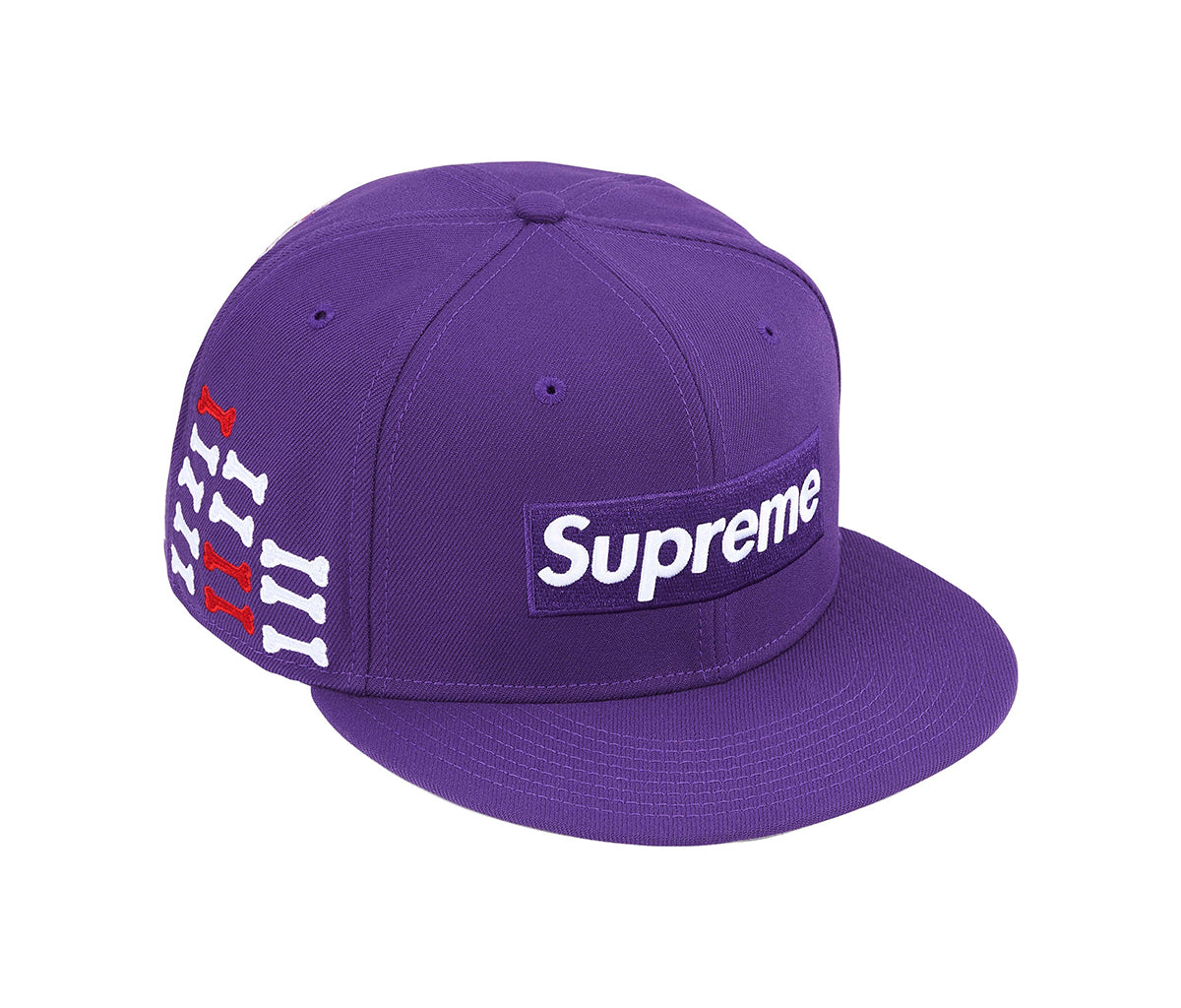 Supreme Bones Box Logo New Era 59Fifty Fitted Hat Purple – Section