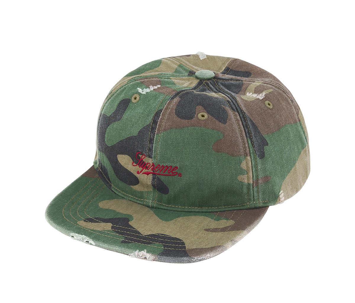 Supreme Distressed Script 6-Panel Woodland Camo – Section Store