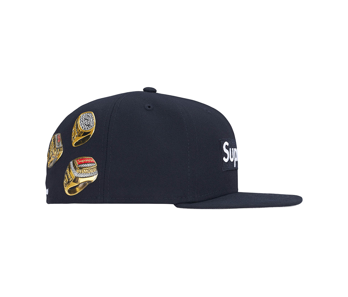 Supreme Rings Box Logo New Era 59Fifty Fitted Hat Navy – Section Store