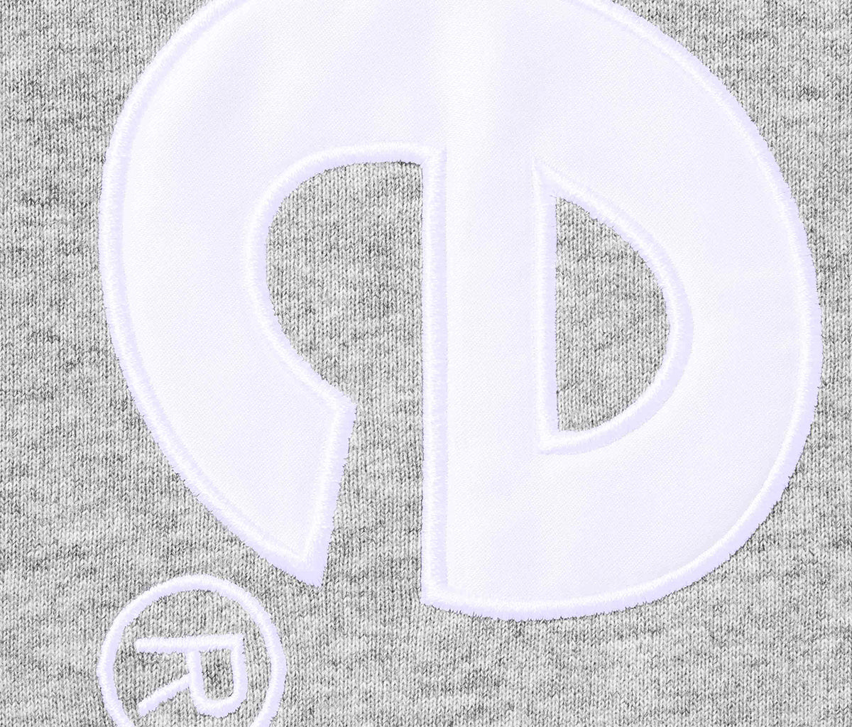 Supreme Satin Applique Hooded Sweatshirt Heather Grey – Section Store