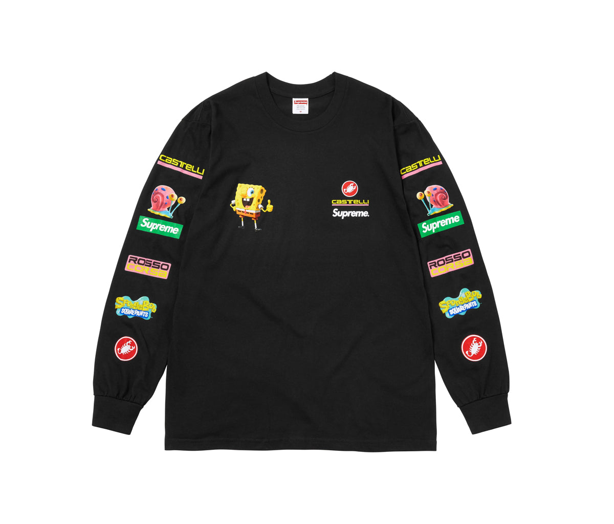 トップス Supreme SpongeBob Castelli L/S Tee Supreme SpongeBob Squarepants Castelli Racing L/S Tee Black