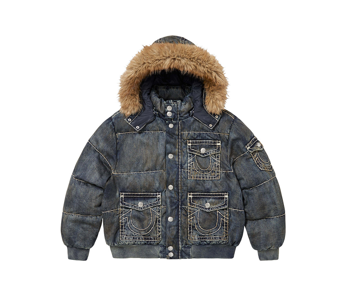 Supreme True Religion Puffer Jacket Dirty Indigo – Section Store