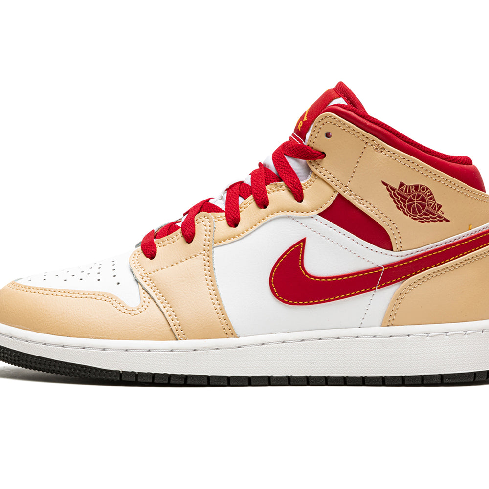 Air Jordan 1 Mid Beige White Red (GS)