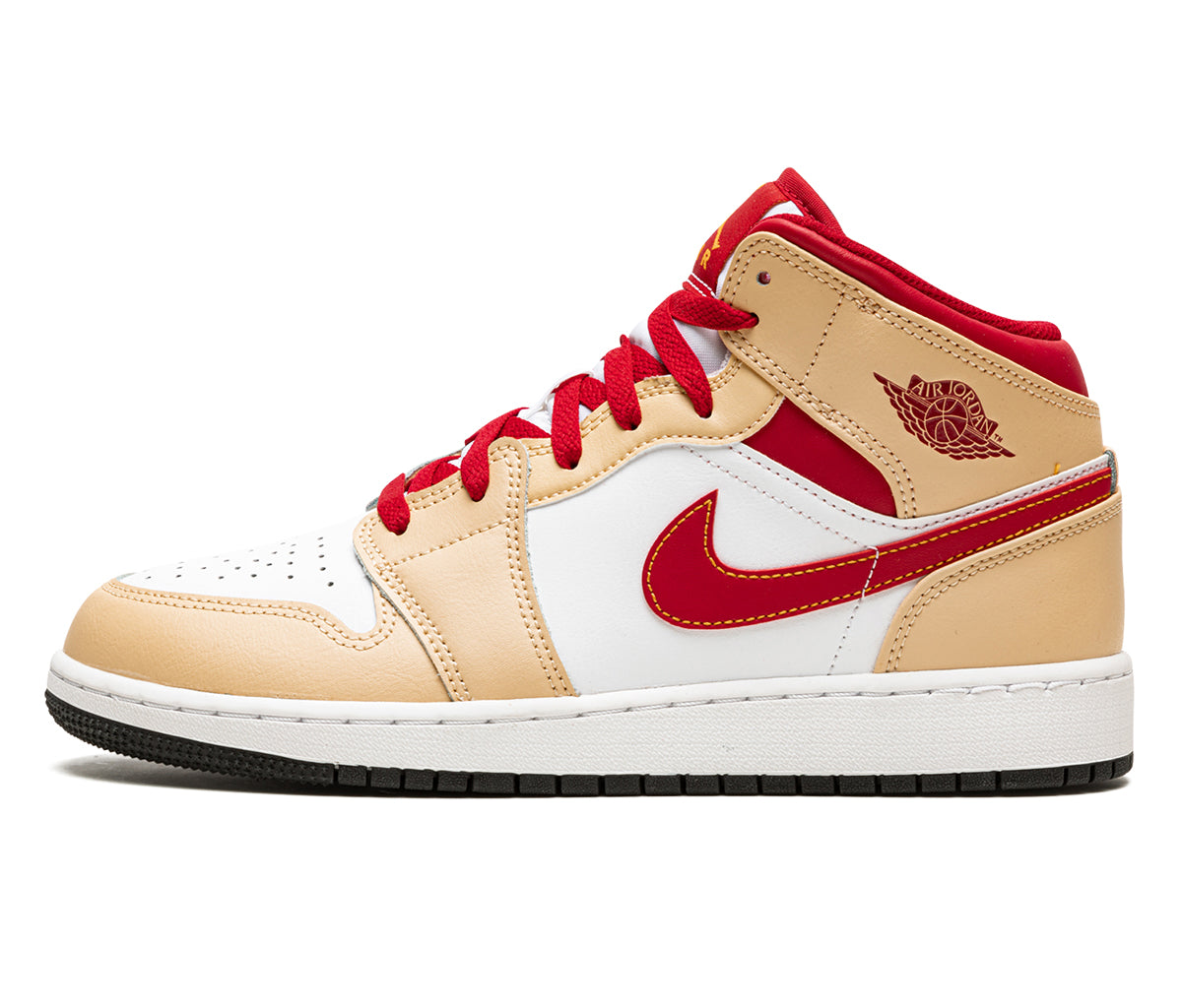 Air Jordan 1 Mid Beige White Red (GS)