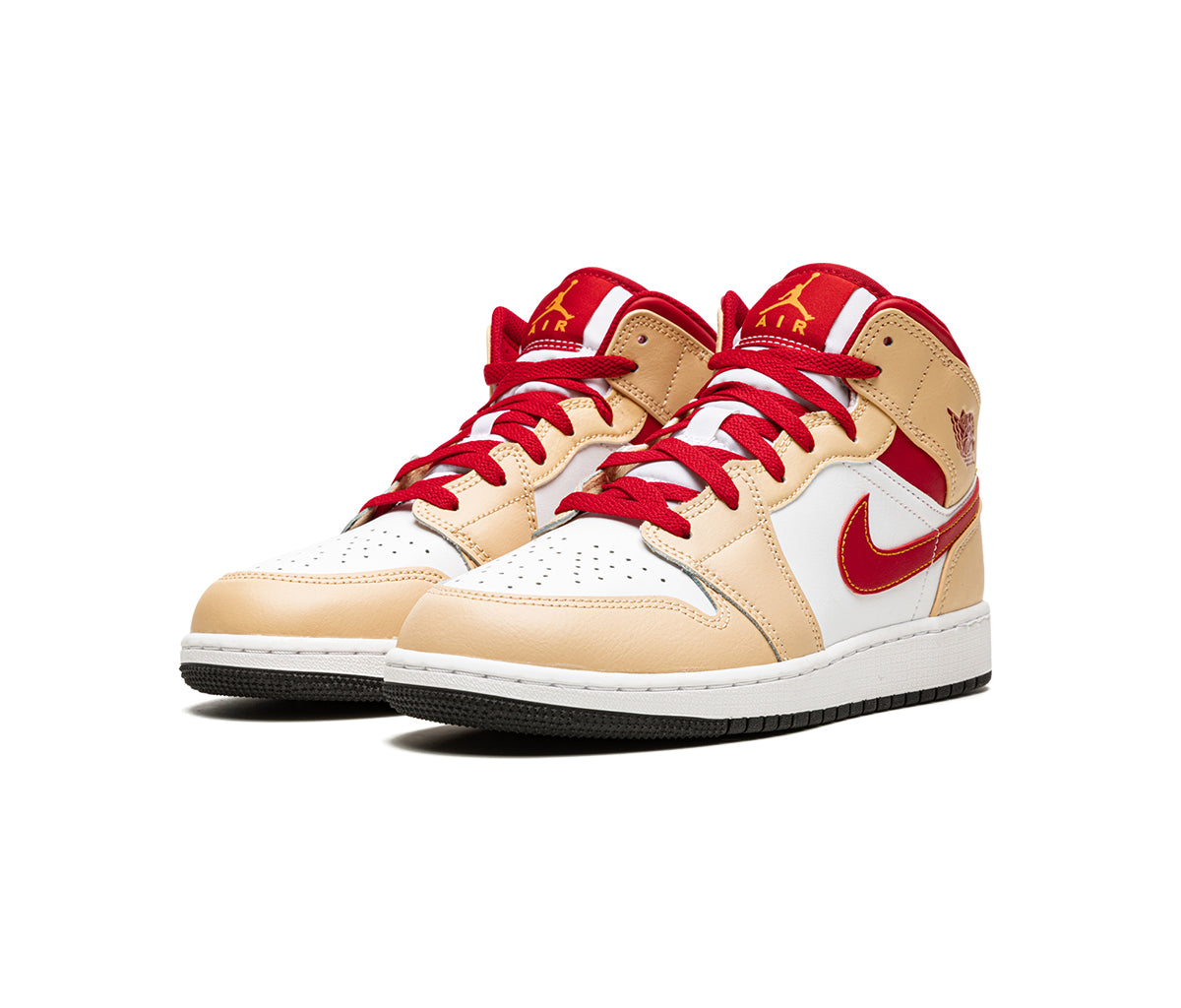 Air Jordan 1 Mid Beige White Red (GS)