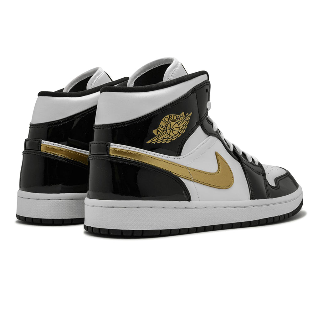 
                      
                        Air Jordan 1 Mid Patent Black White Gold
                      
                    