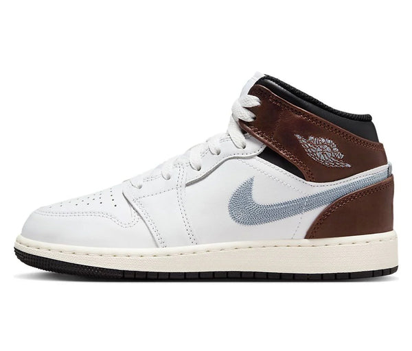 Air Jordan 1 Mid White Brown Blue Grey (GS) – Air Jordan
