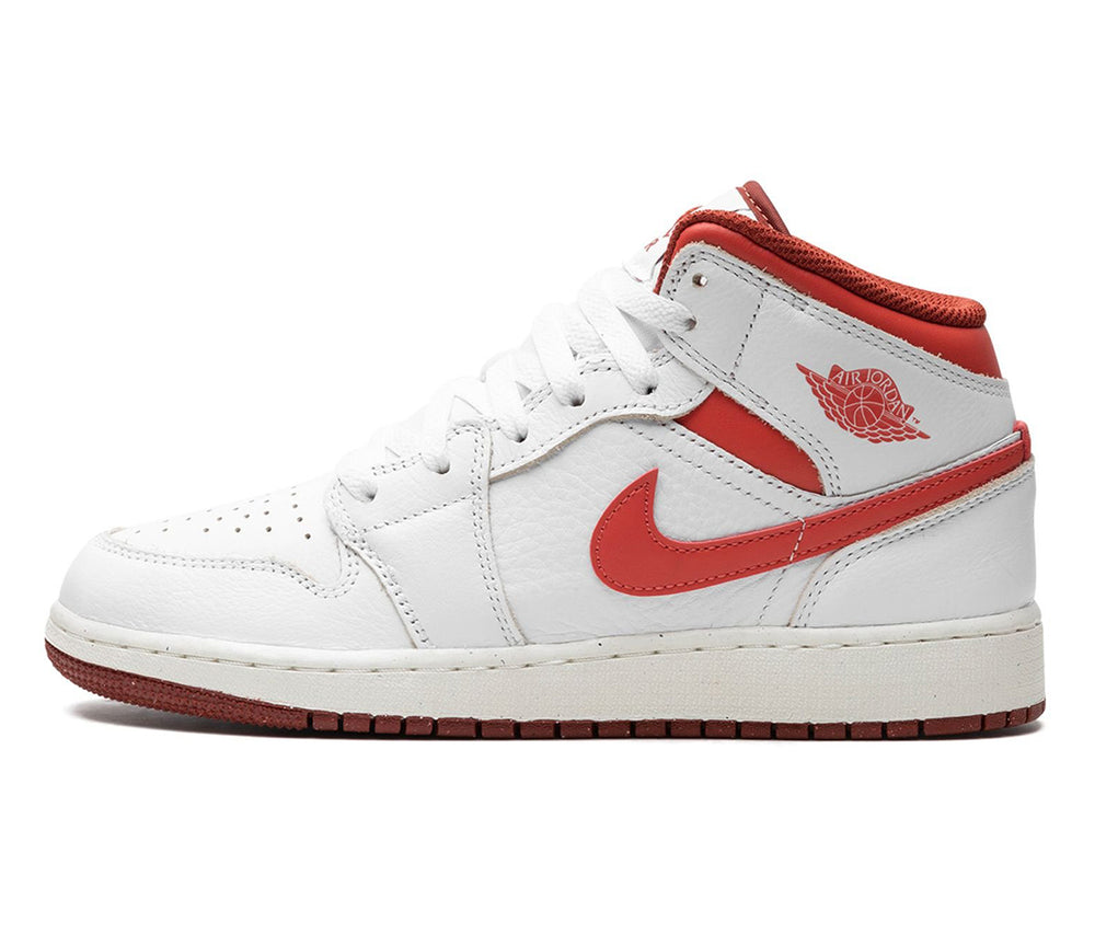 Air Jordan 1 Mid White Dune Red (GS)