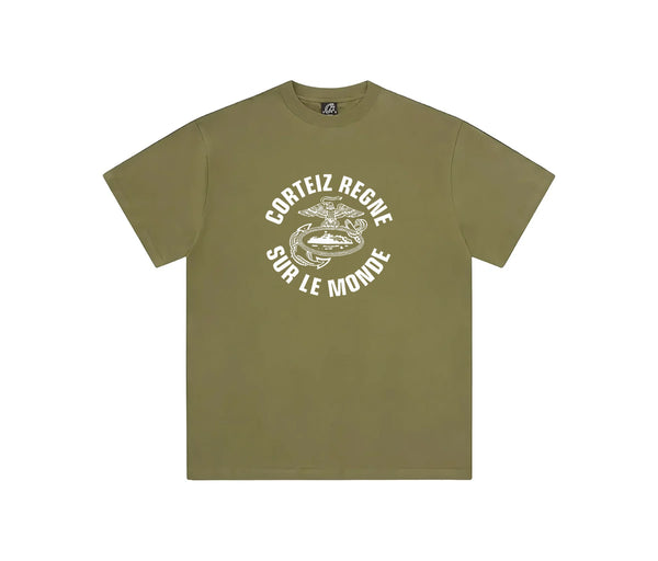 Corteiz Eagle Regne Sur Le Monde Tee Olive – Corteiz