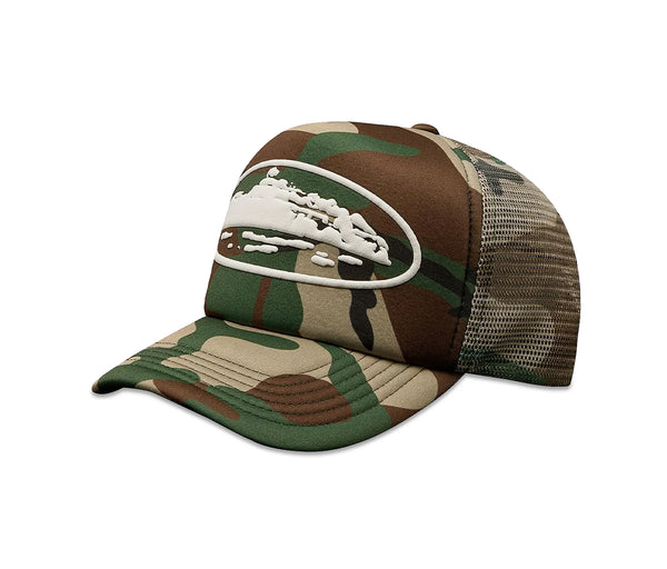 Corteiz Island Puff Print Trucker Hat Woodland Camo – Corteiz