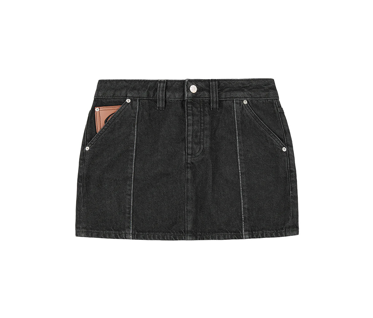 Black denim skirt white fashion stitching