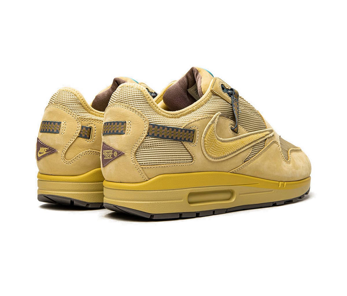 Travis Scott × Nike AirMax 1 CACTUS Gold Nike Air Max 1 Travis Scott Cactus Jack Saturn Gold - SHEZAMME