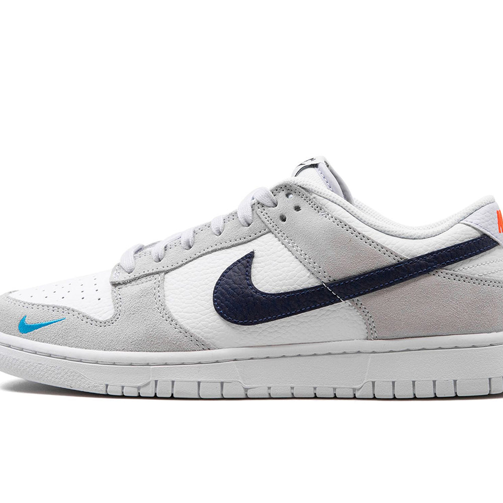 Nike Dunk Low White Grey Navy Aqua Mini Swoosh