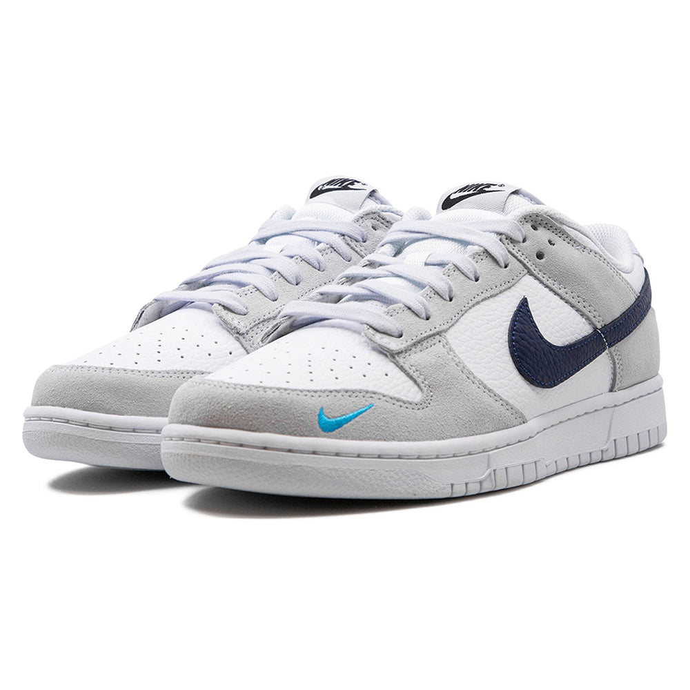 
                      
                        Nike Dunk Low White Grey Navy Aqua Mini Swoosh
                      
                    