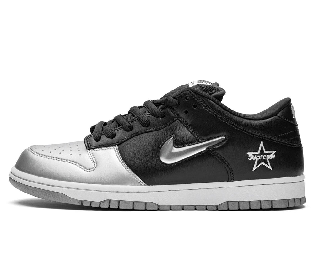 Nike SB Dunk Low Supreme Jewel Swoosh Silver