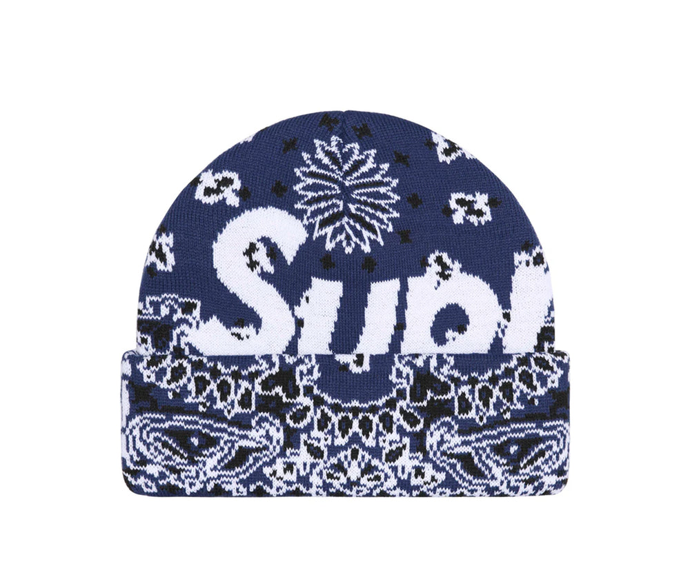 Supreme Bandana Big Logo Beanie Navy