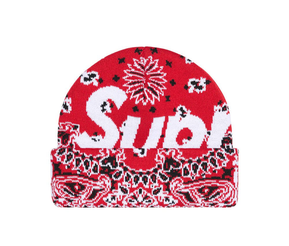 Supreme Bandana Big Logo Beanie Red