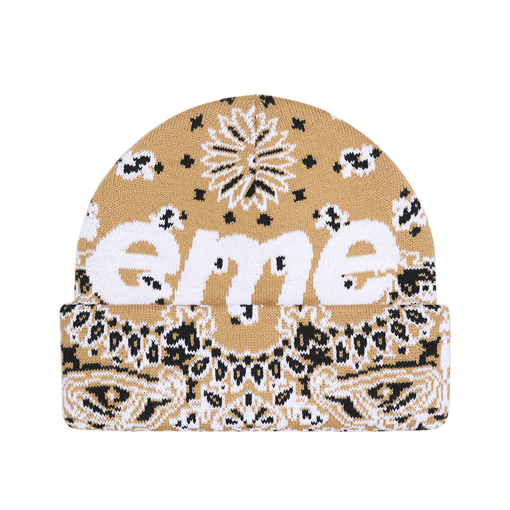 Supreme Bandana Big Logo Beanie Tan