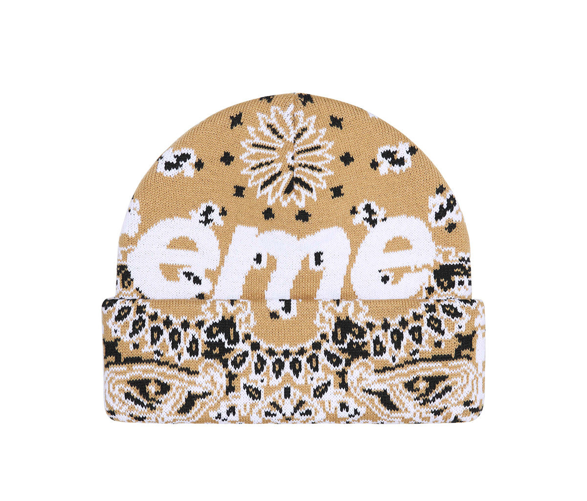 Supreme Bandana Big Logo Beanie Tan