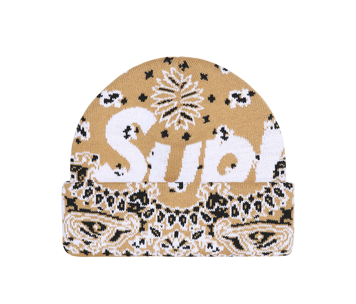 Supreme Bandana Big Logo Beanie Tan