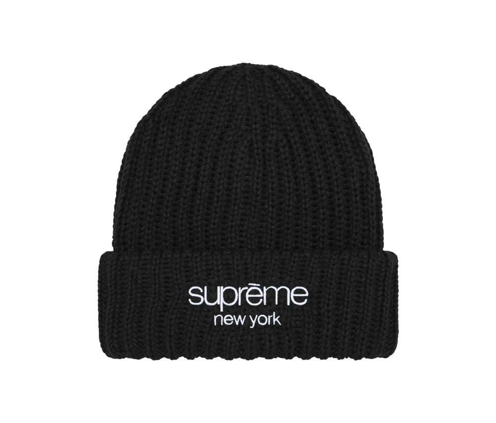 Supreme Classic Logo Chunky Ribbed Beanie Black