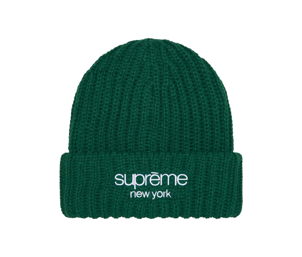 Supreme Classic Logo Chunky Ribbed Beanie Dark Green