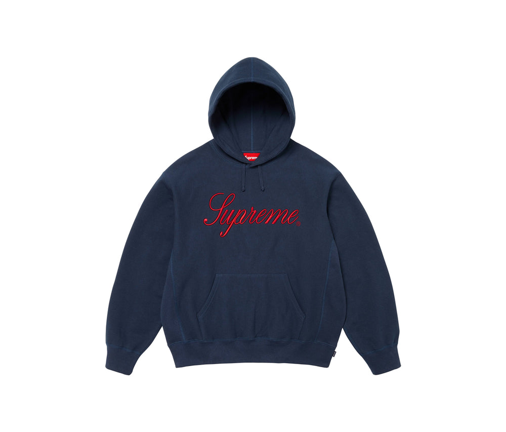 Supreme Embroidered Script Hooded Sweatshirt Navy