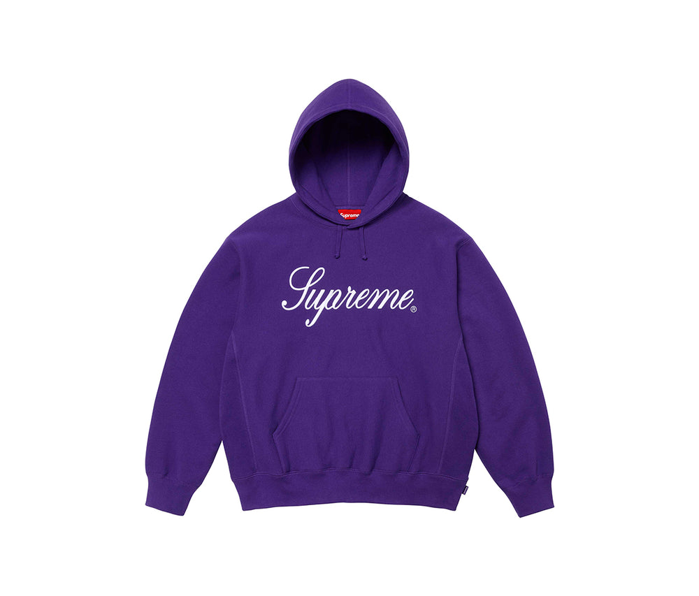 Supreme Embroidered Script Hooded Sweatshirt Purple