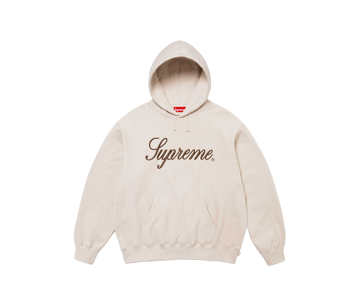 Supreme Embroidered Script Hooded Sweatshirt Stone