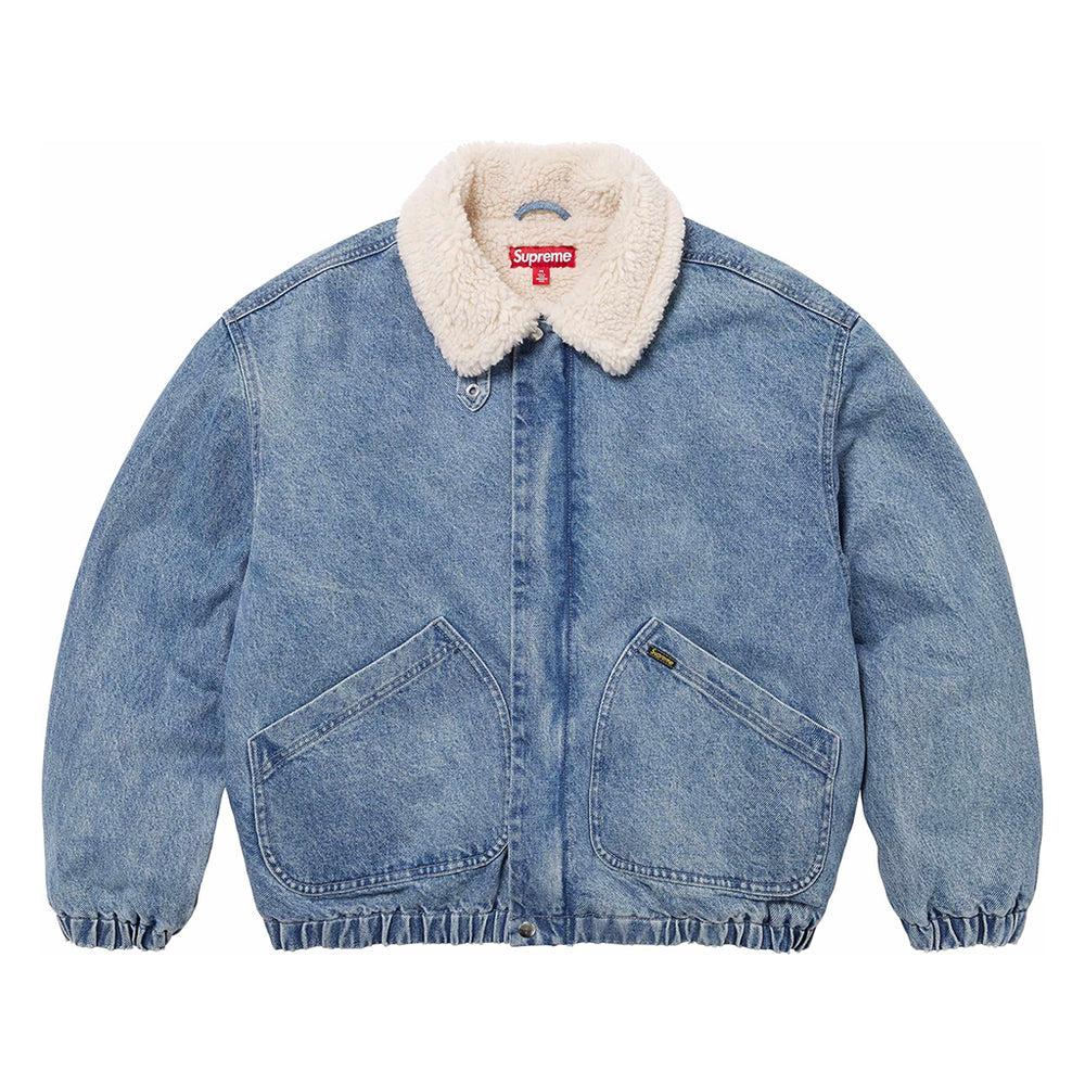 Supreme Faux Shearling Lined Bomber Jacket Denim