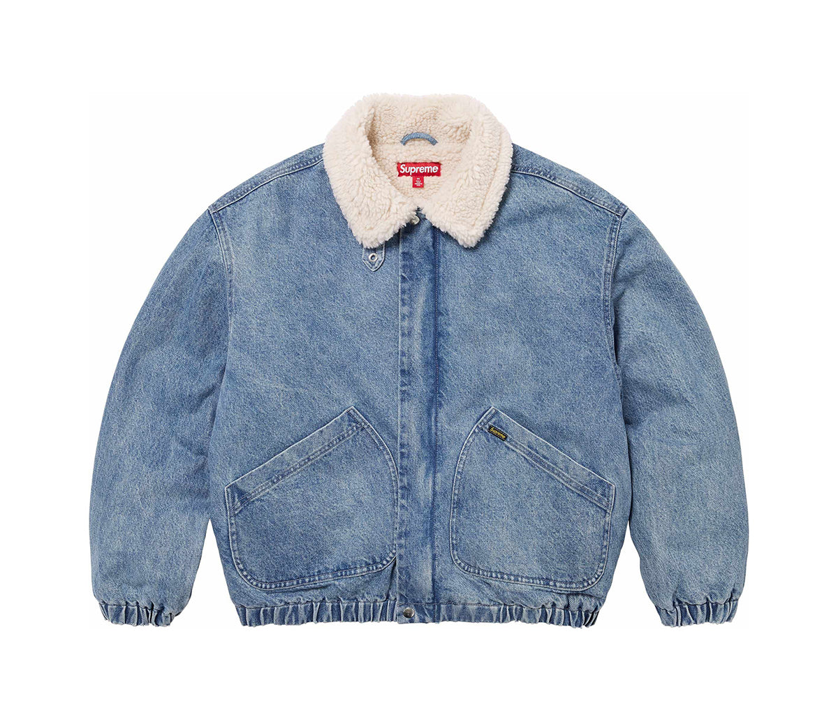 Supreme Faux Shearling Lined Bomber Jacket Denim