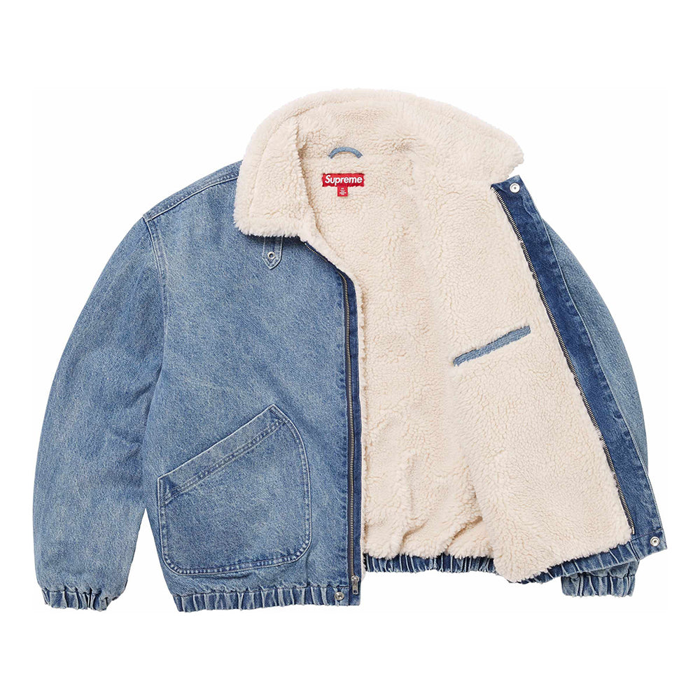 Supreme Faux Shearling Lined Bomber Jacket Denim