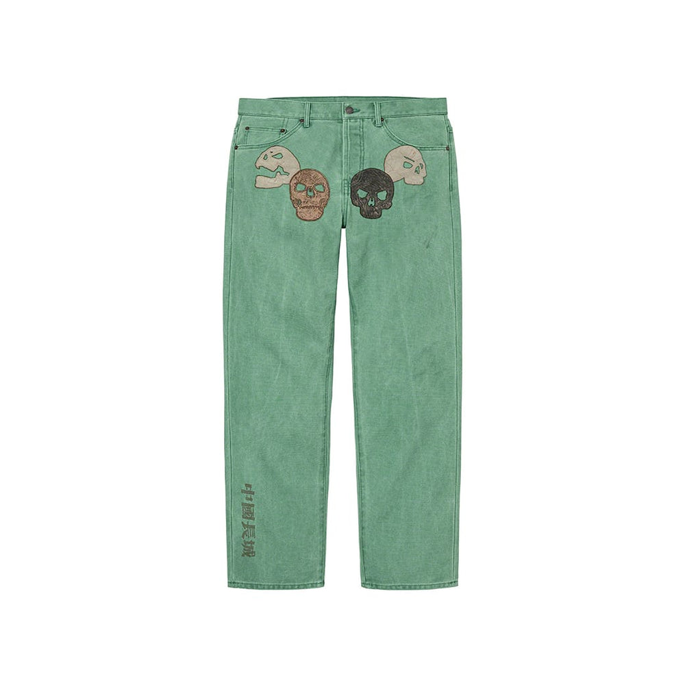 Supreme Great China Wall Canvas 5-Pocket Jean Washed Green