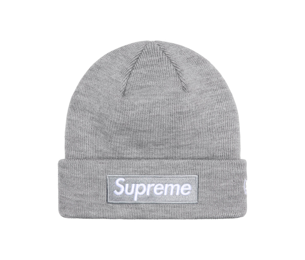 Supreme New Era Box Logo Beanie Heather Grey (FW24)