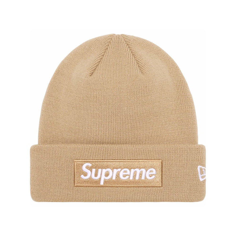 Supreme New Era Box Logo Beanie Dark Sand