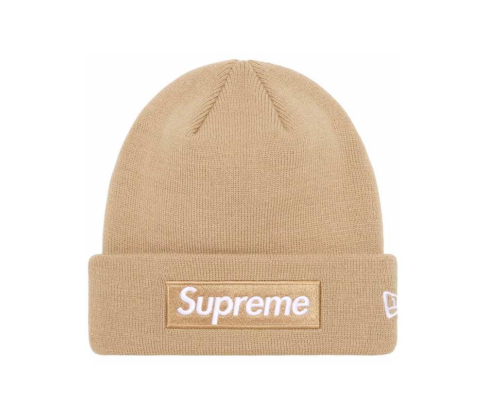 Supreme New Era Box Logo Beanie Dark Sand