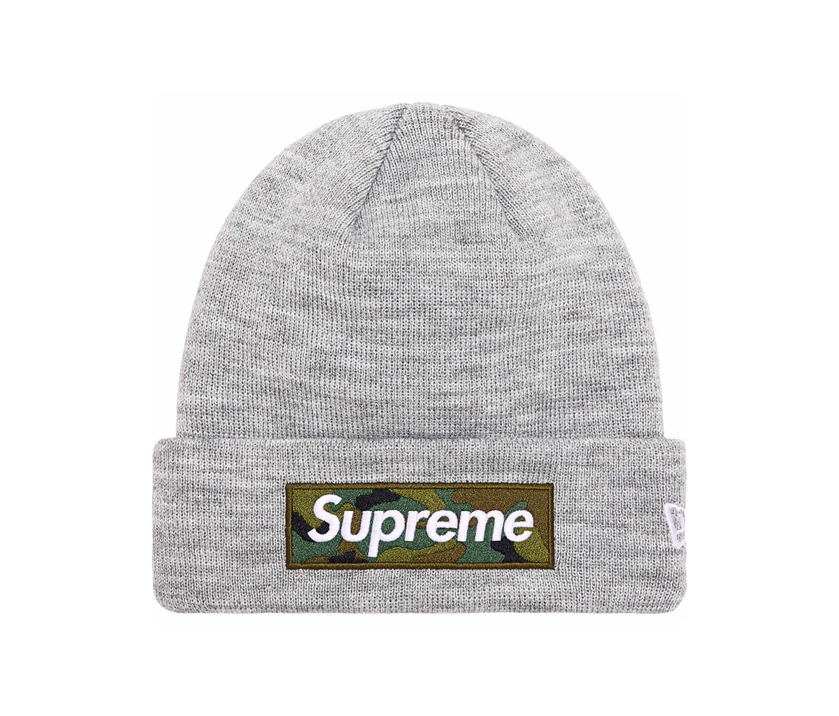 Supreme New Era Box Logo Beanie Heather Grey