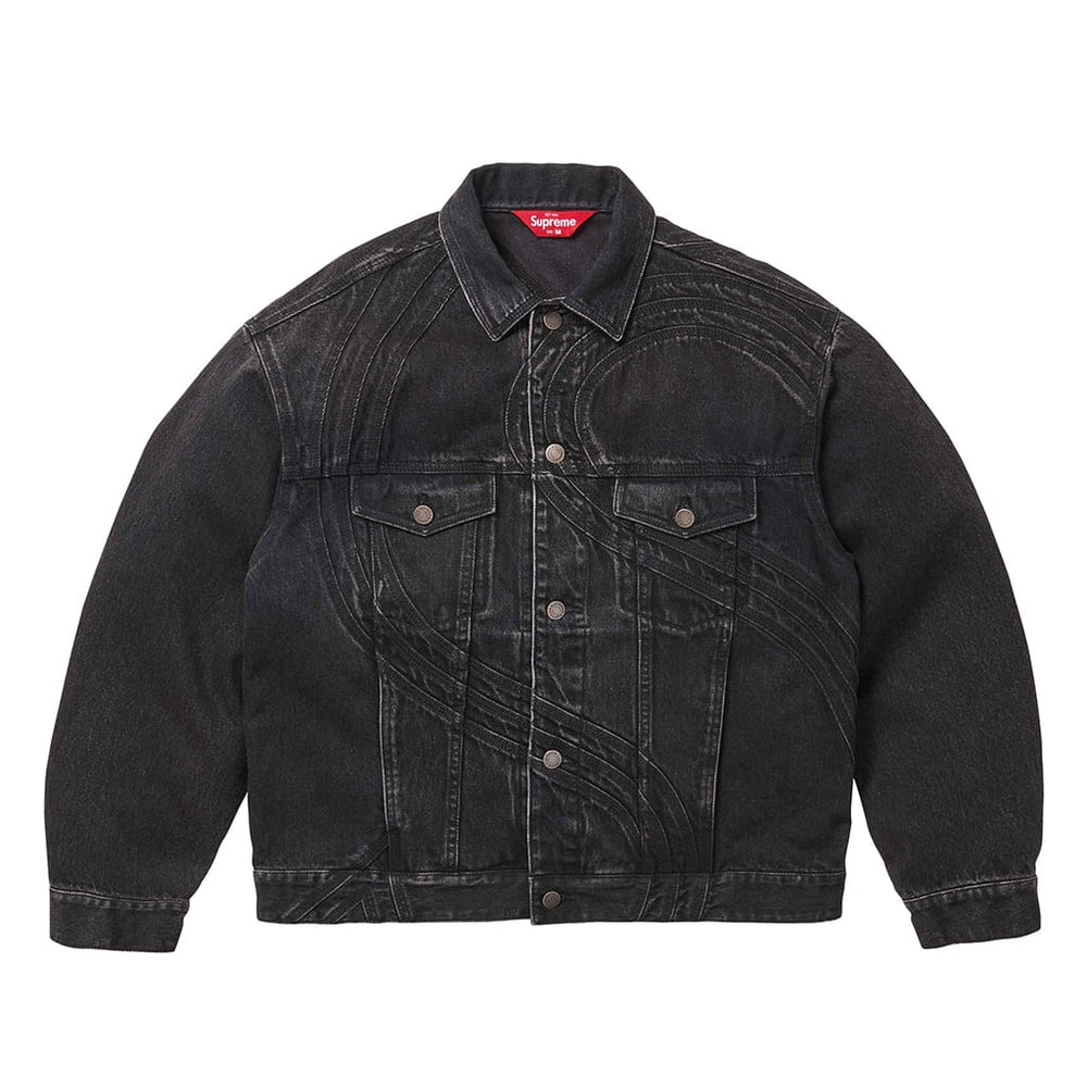 Supreme S Logo Denim Trucker Jacket Washed Black