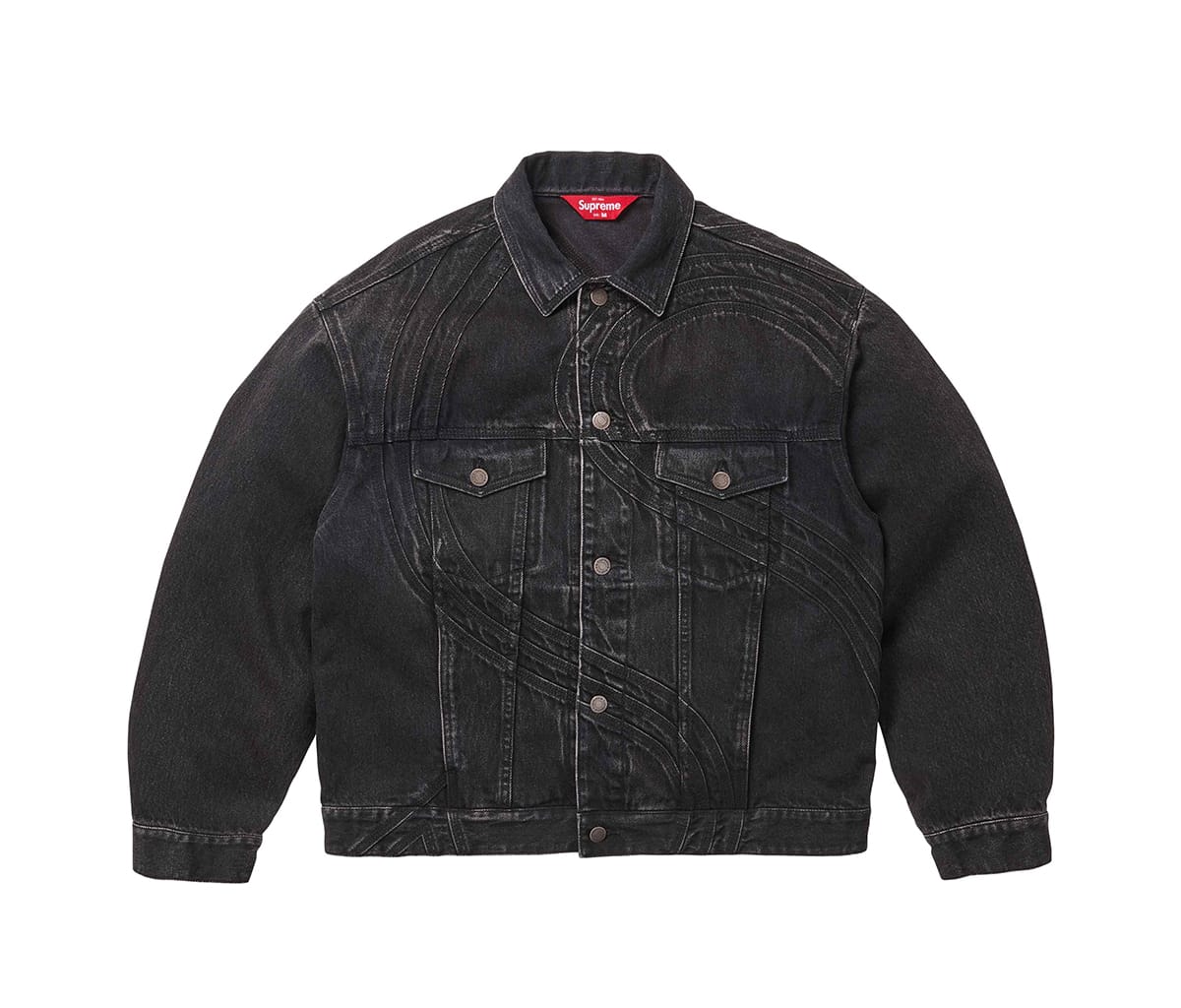 Supreme S Logo Denim Trucker Jacket Washed Black