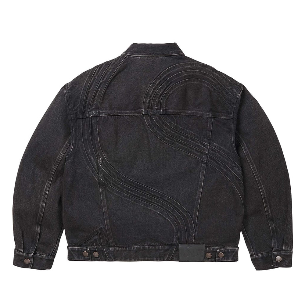 Supreme S Logo Denim Trucker Jacket Washed Black