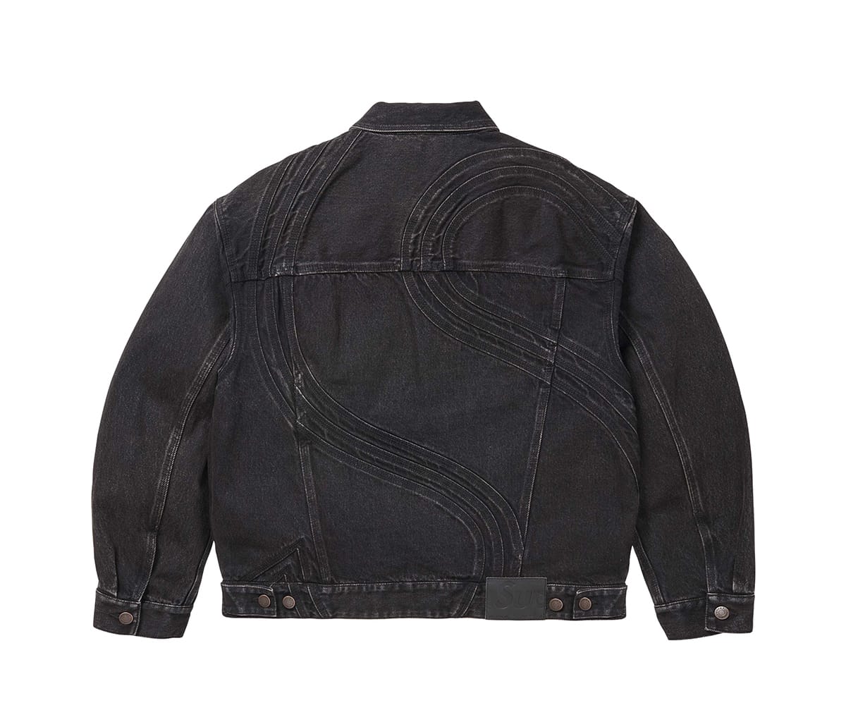 Supreme S Logo Denim Trucker Jacket Washed Black