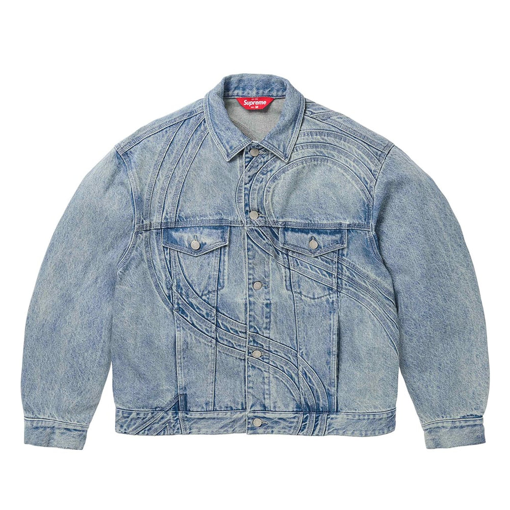 Supreme S Logo Denim Trucker Jacket Washed Blue