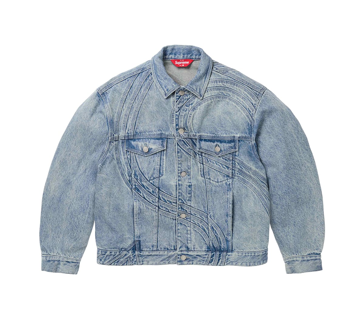 Supreme S Logo Denim Trucker Jacket Washed Blue