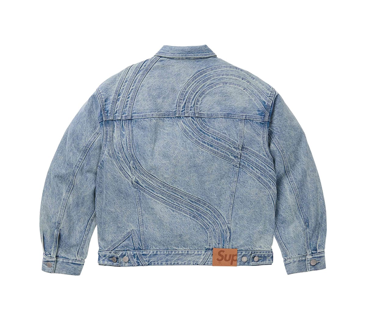 Supreme S Logo Denim Trucker Jacket Washed Blue