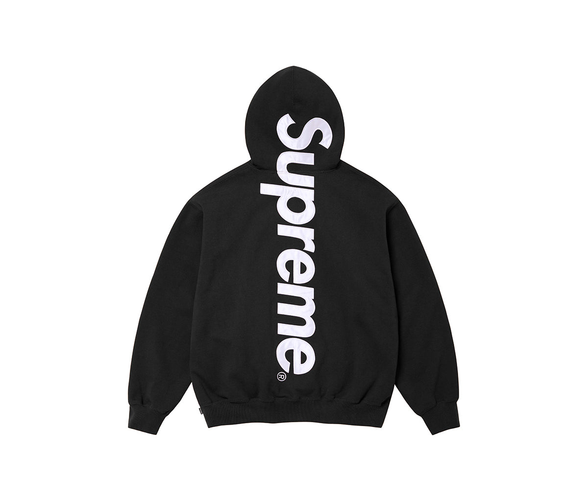 Supreme Satin Applique Hoodaed Sweatshirt Black