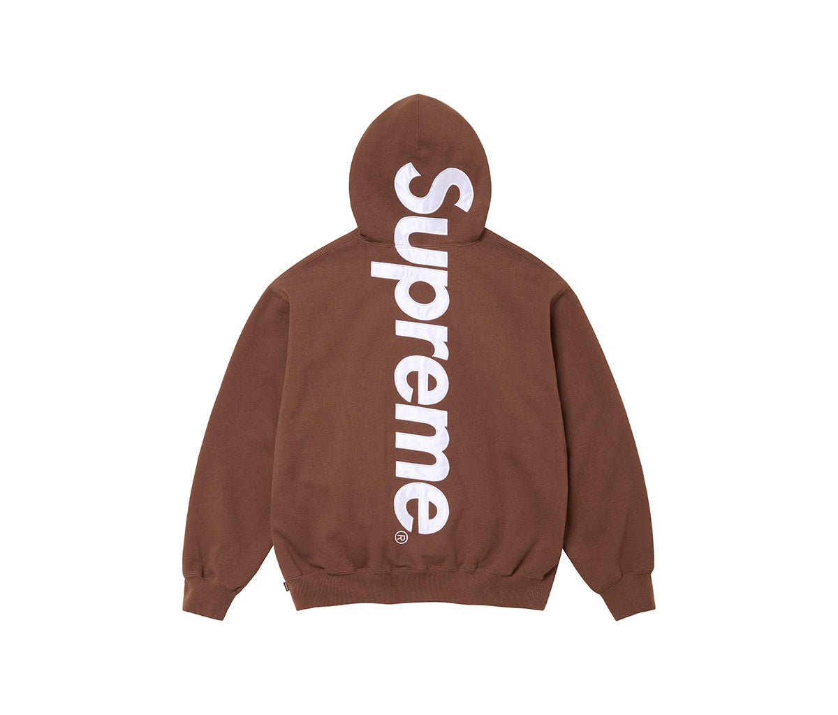 Supreme Satin Applique Hoodaed Sweatshirt Brown